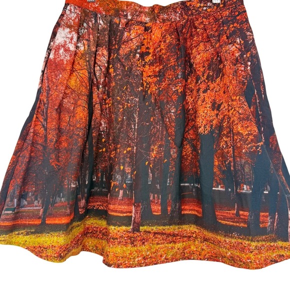 Fervour Dresses & Skirts - Boho Modcloth Fervour Forest Pleated ALine Skirt Cottagecore Orange Red Large